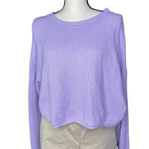 Lavender Crew Neck Sweater Ribbed Knit XL Soft & Cozy - Pre owned